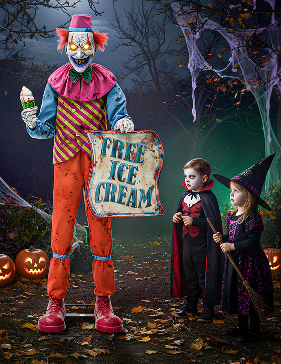 Décoration animée Clown Terrifiant avec son et lumières 1,8m