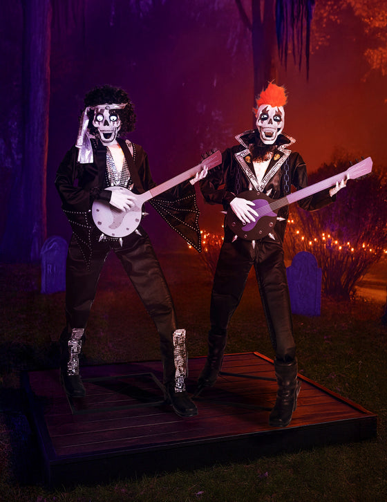 Décoration animée et sonore duo squelettes punk rock 185 cm
