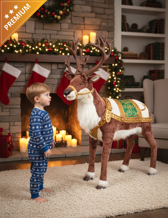 Décoration animée renne de Noël avec son et mouvement 143 cm