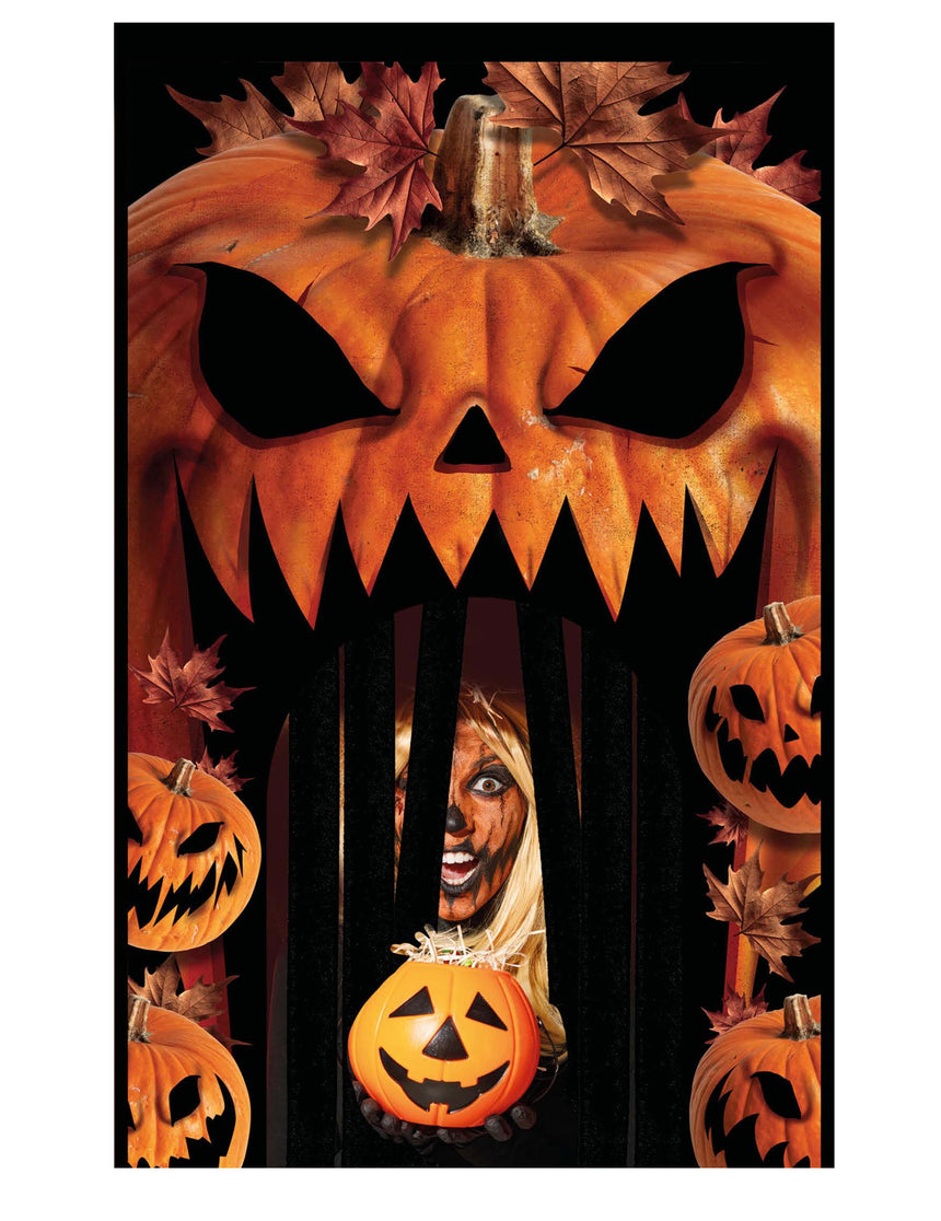 Décoration de porte avec rideau citrouilles 145 cm