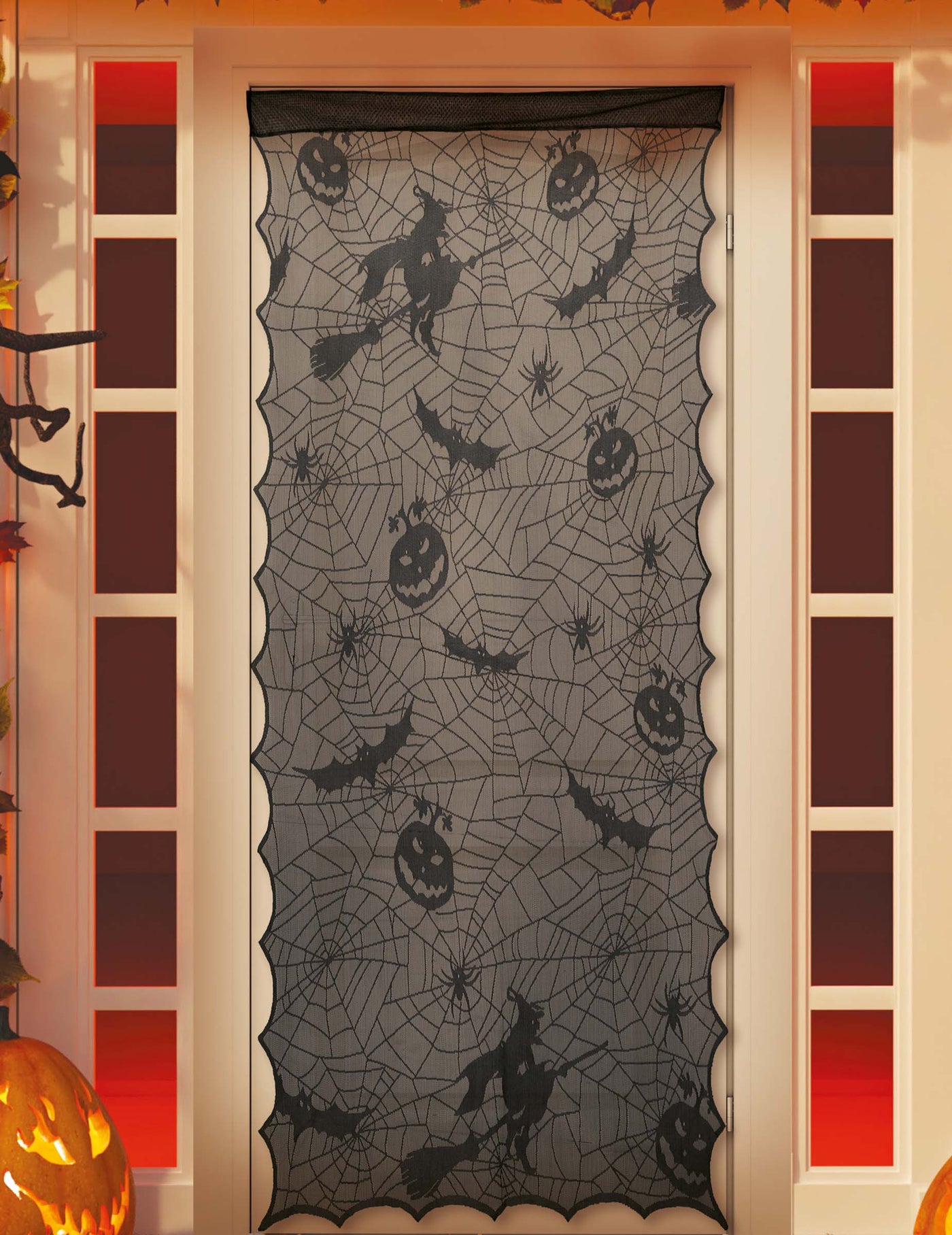 Décoration de porte en dentelle noire 194 x 100 cm