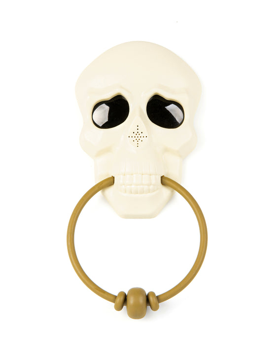 Décoration de porte sonore et animée squelette 30 cm