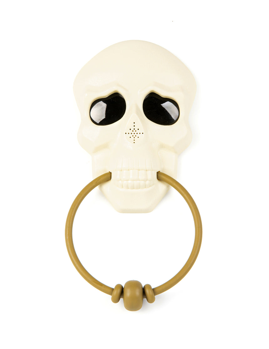 Décoration de porte sonore et animée squelette 30 cm