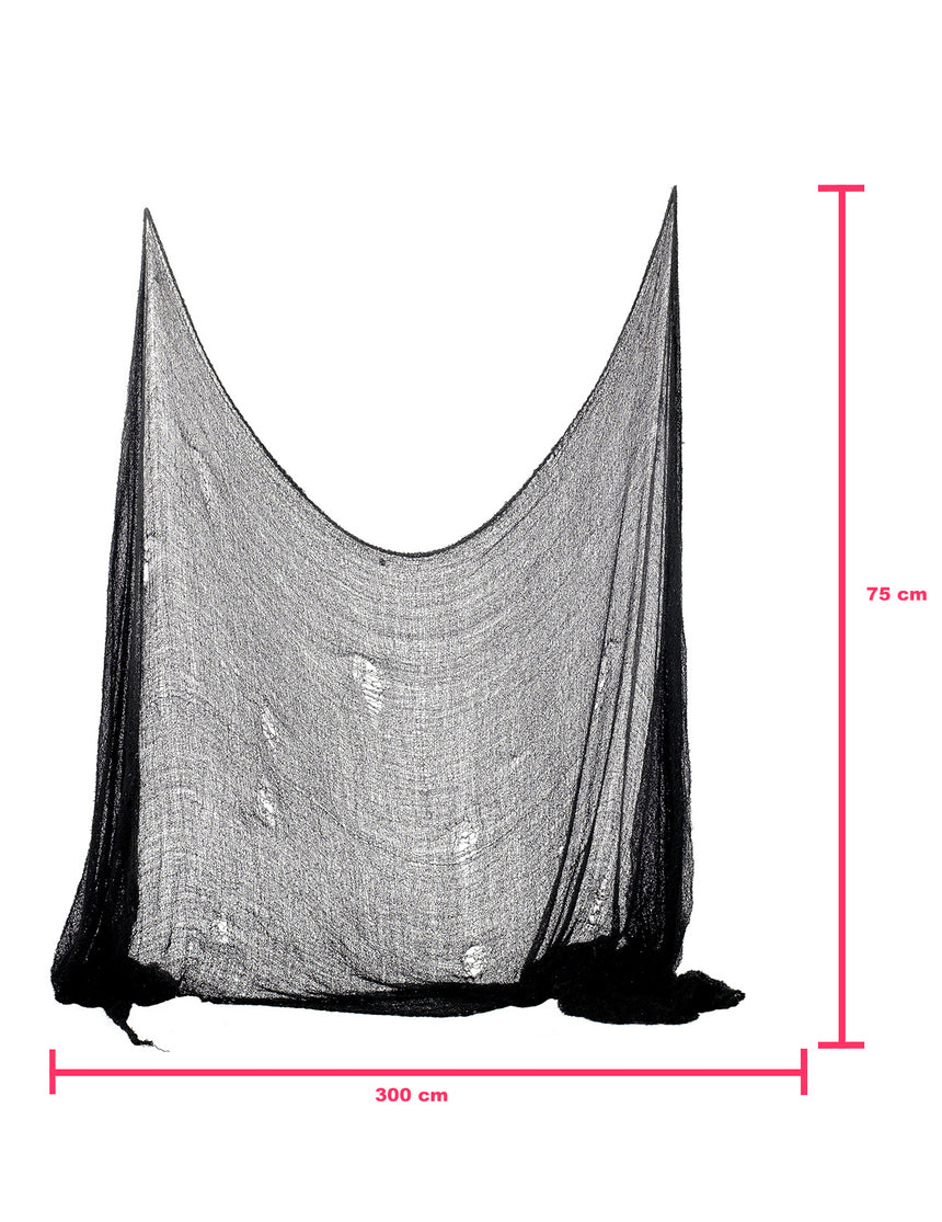 Décoration drap noir Halloween 300 x 75 cm