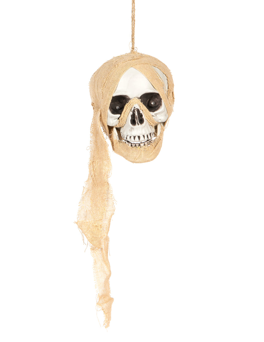 Décoration lumineuse tête de mort pirate à suspendre 53 cm