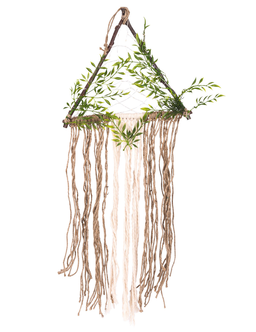 Décoration lumineuse végétale et jute 80 x 37 cm