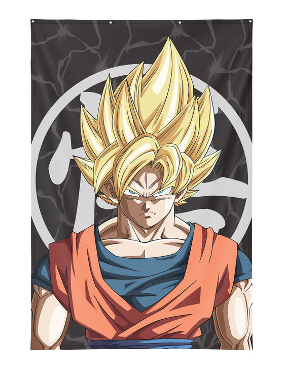 Décoration Murale Son Goku Super Saiyan Dragon Ball Z 125×85 cm avec ?illets métalliques