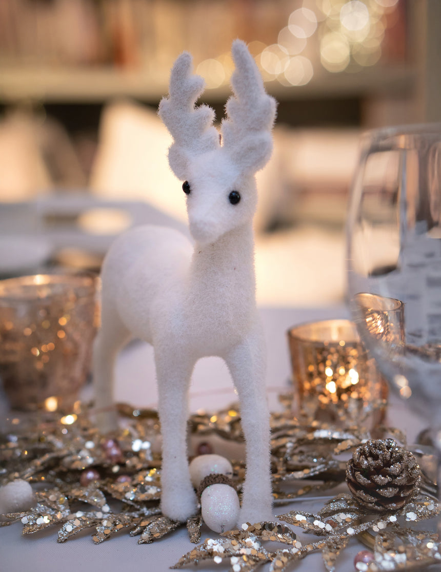 Décoration renne blanc 13 cm pour Noël