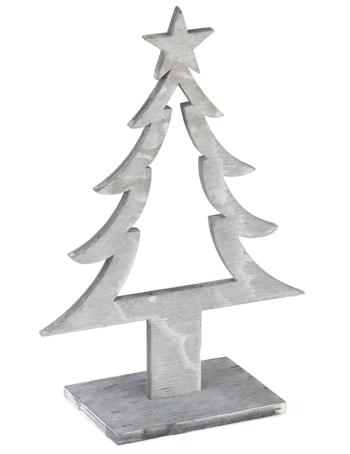 Décoration sapin de noël en bois gris 25 x 11 x 8 cm