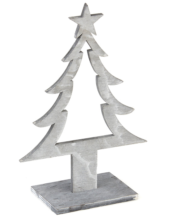 Décoration sapin de noël en bois gris 25 x 11 x 8 cm