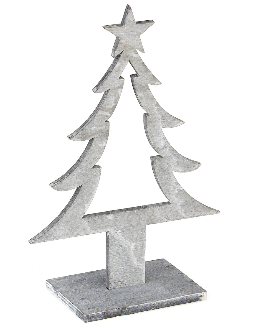 Décoration sapin de noël en bois gris 25 x 11 x 8 cm