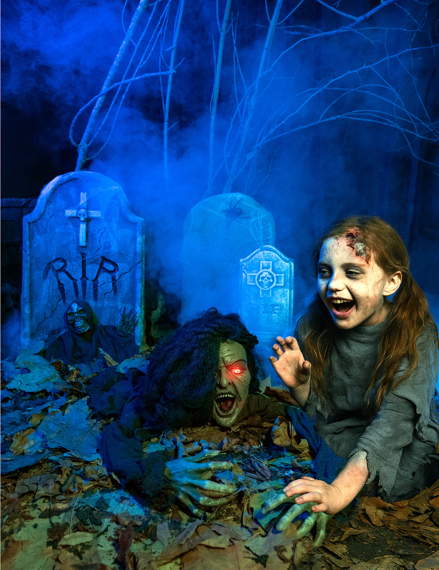 Décoration sorcière sonore et lumineuse 90 cm Halloween