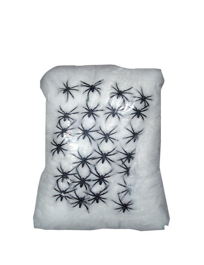 Décoration toile d'araignée blanche avec araignées 500 g Halloween