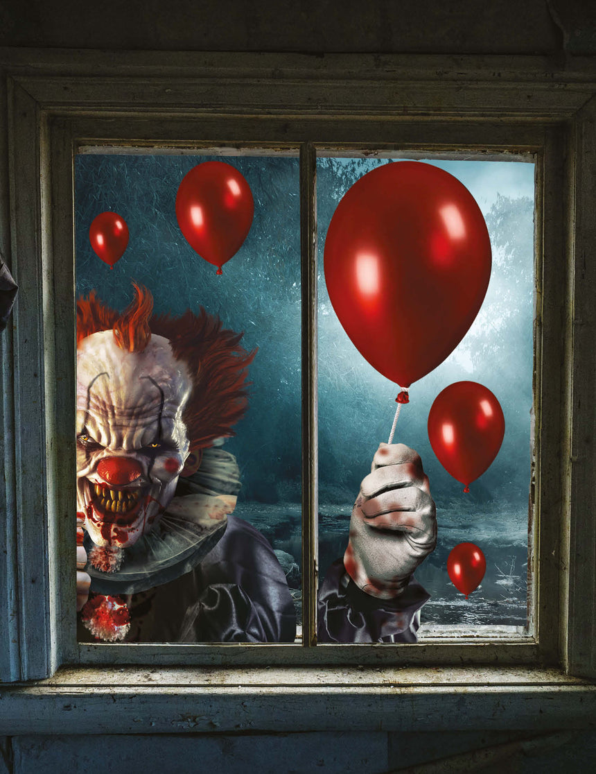 Décorations pour fenêtre clown terrifiant 30 x  40 cm