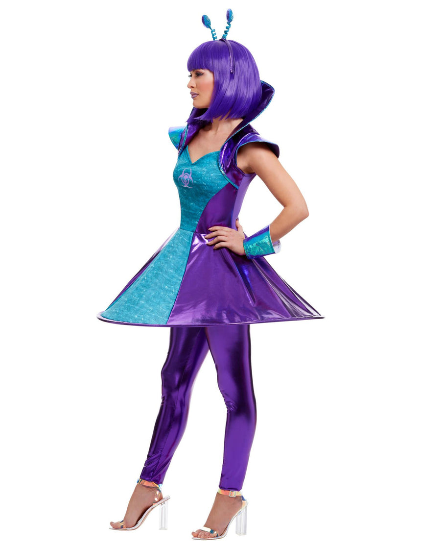 Déguisement alien bleu et violet femme