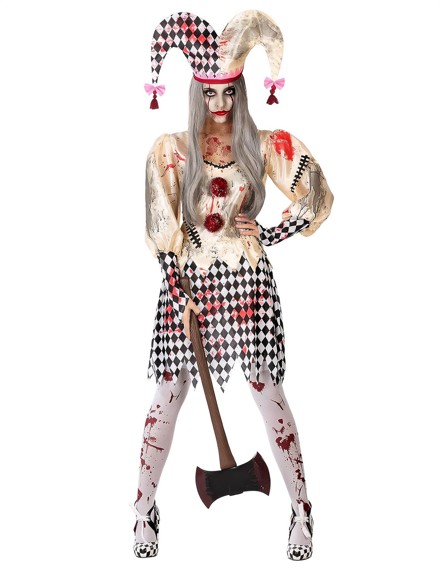 Déguisement arlequin ensanglanté femme