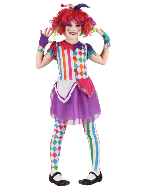 Déguisement arlequine colorée fille