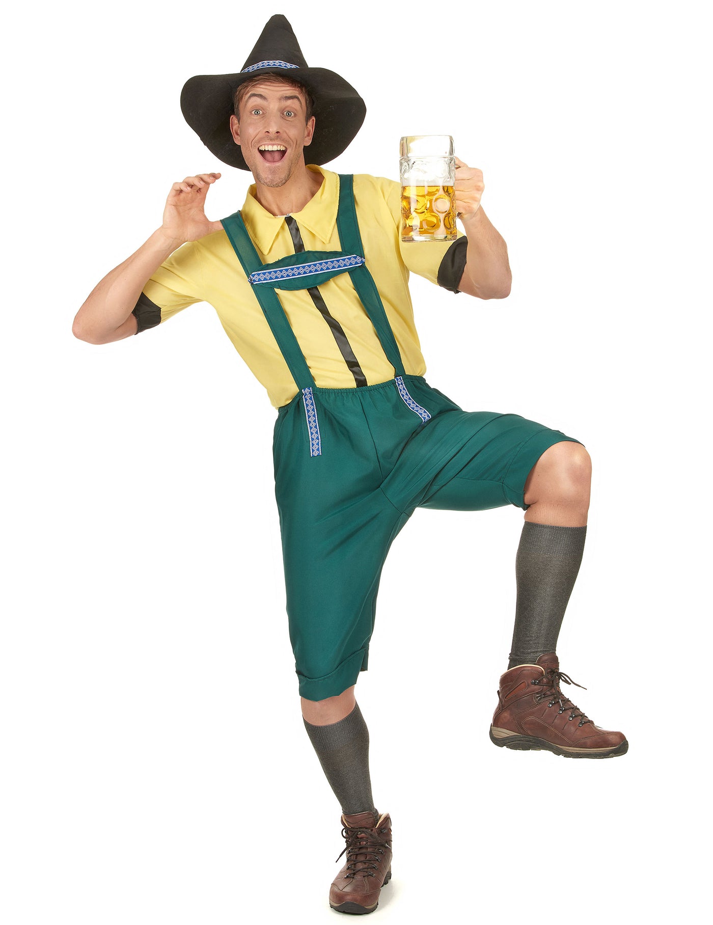 Déguisement bavarois jaune et vert homme