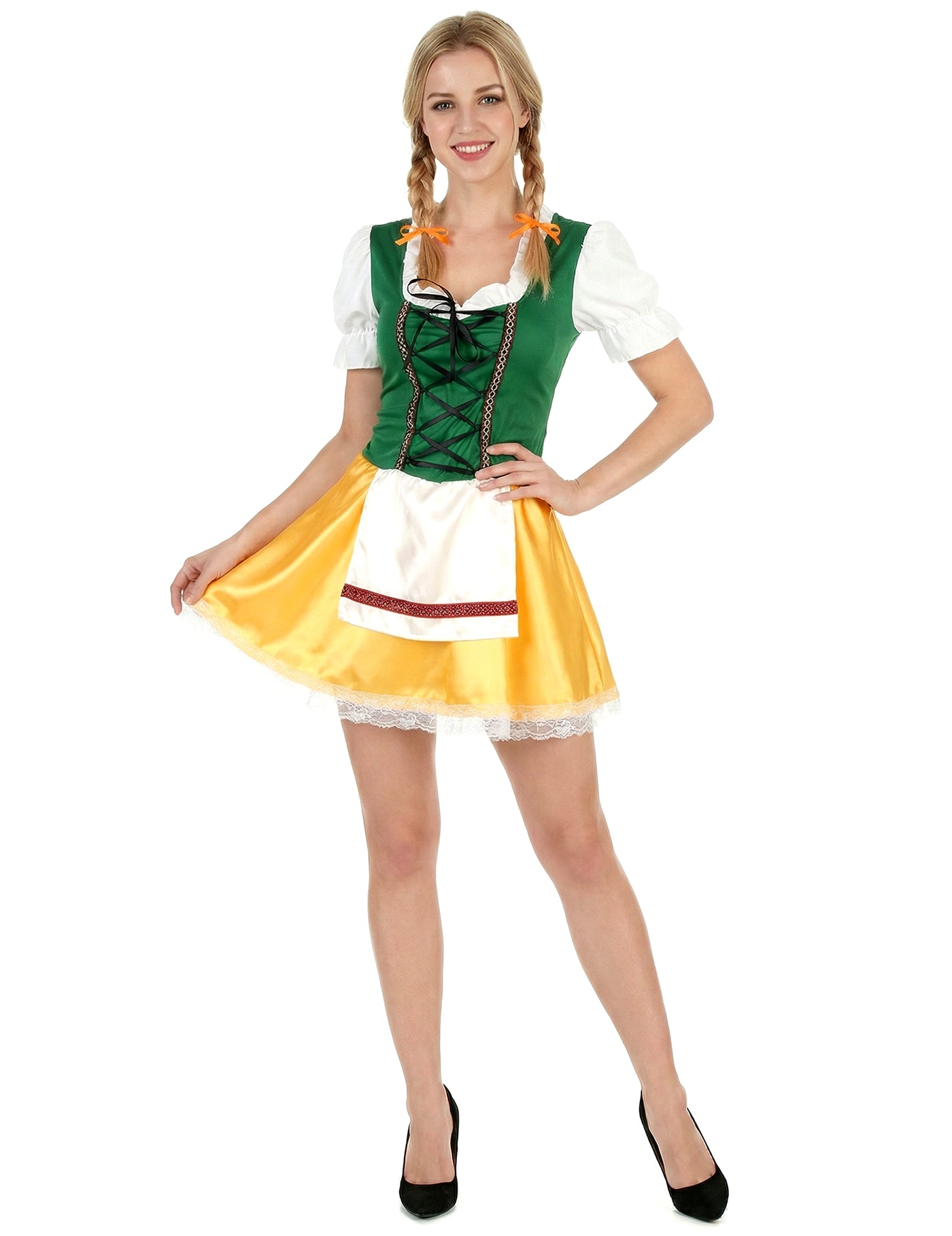 Déguisement bavaroise jaune et verte femme