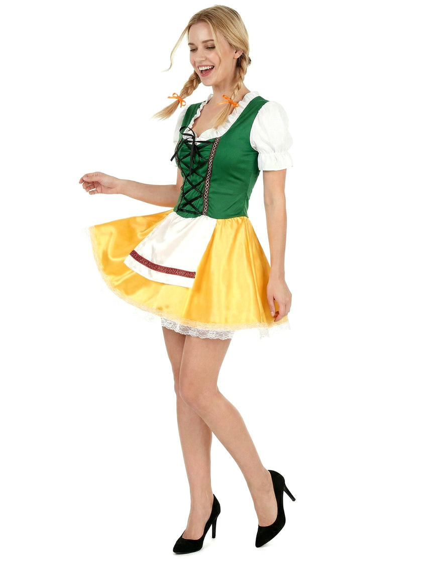 Déguisement bavaroise jaune et verte femme