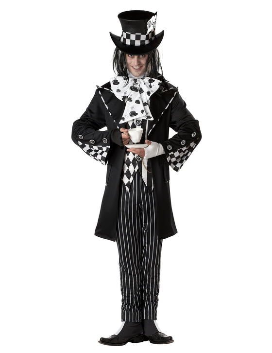 Déguisement chapelier fou noir et blanc homme