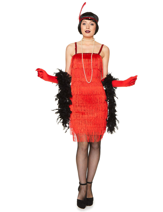 Déguisement charleston rouge à franges femme