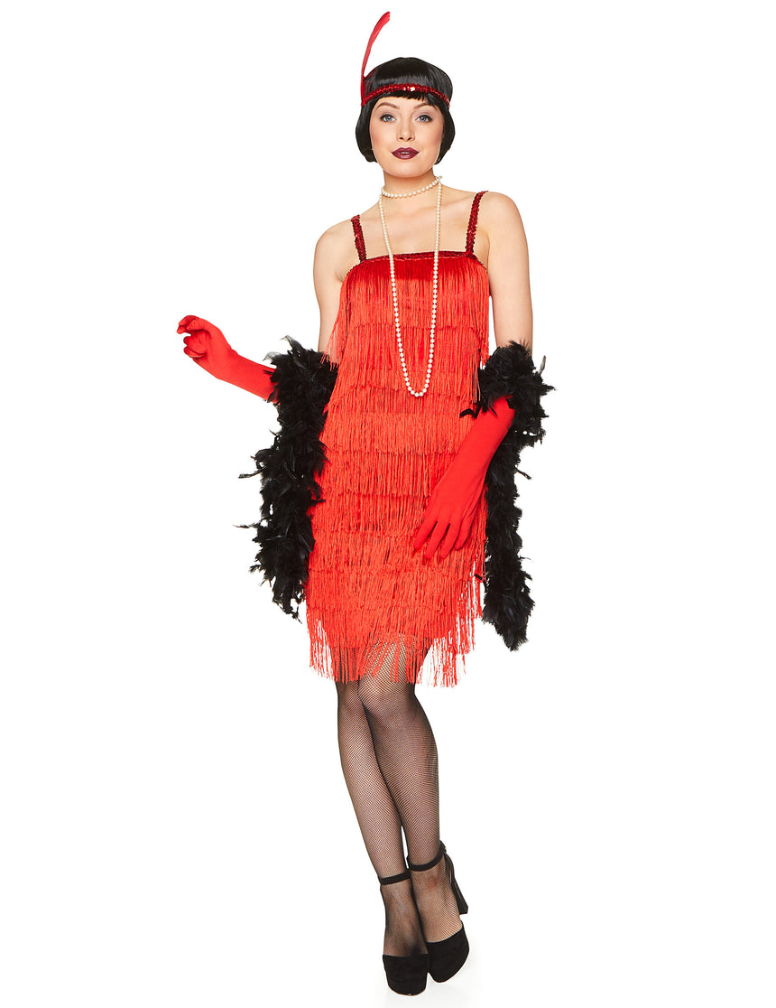 Déguisement charleston rouge à franges femme