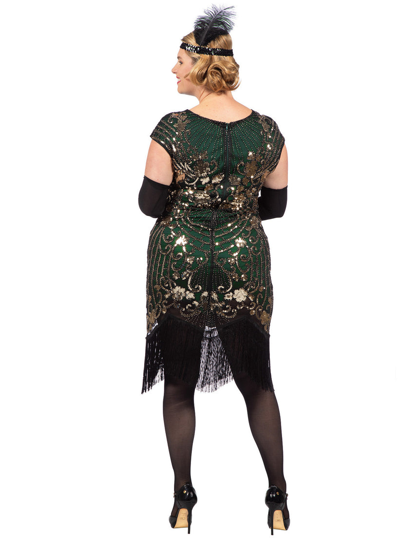 Déguisement Charleston vert à sequins luxe femme