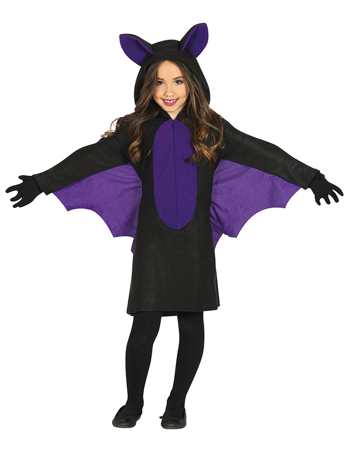 Déguisement chauve-souris noir et violet fille