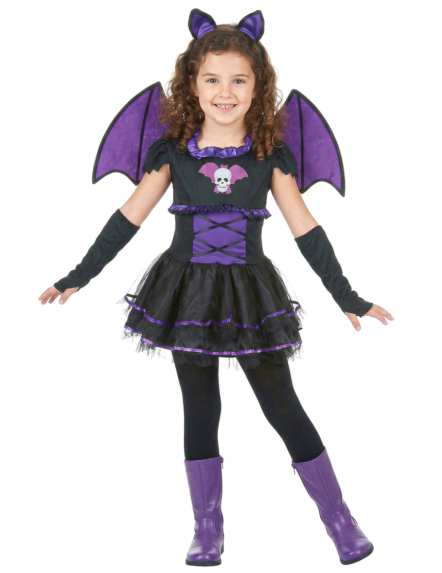 Déguisement chauve-souris noire et violette fille