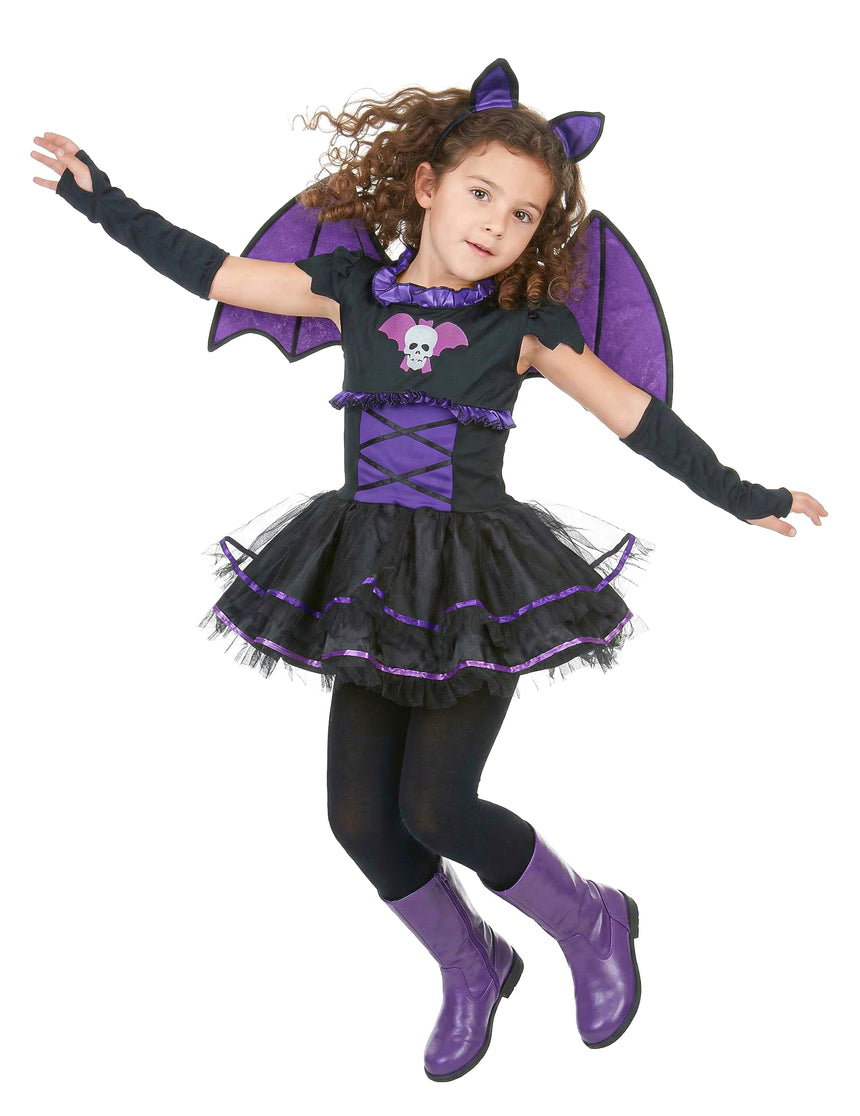 Déguisement chauve-souris noire et violette fille
