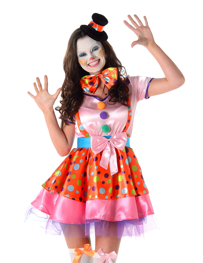 Déguisement clown à pois coloré femme