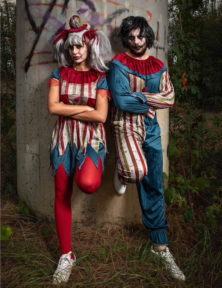 Déguisement clown tueur coloré Halloween femme