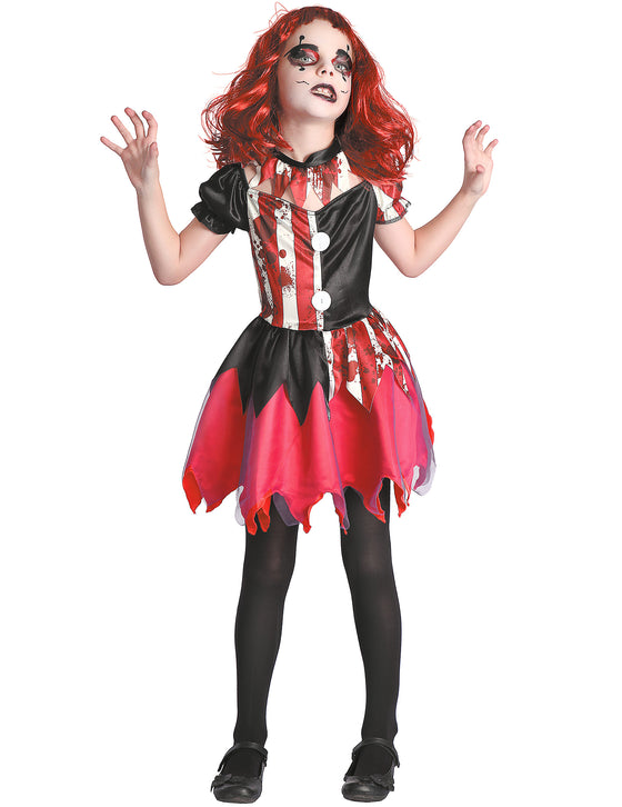 Déguisement clown ensanglanté rouge et noir fille