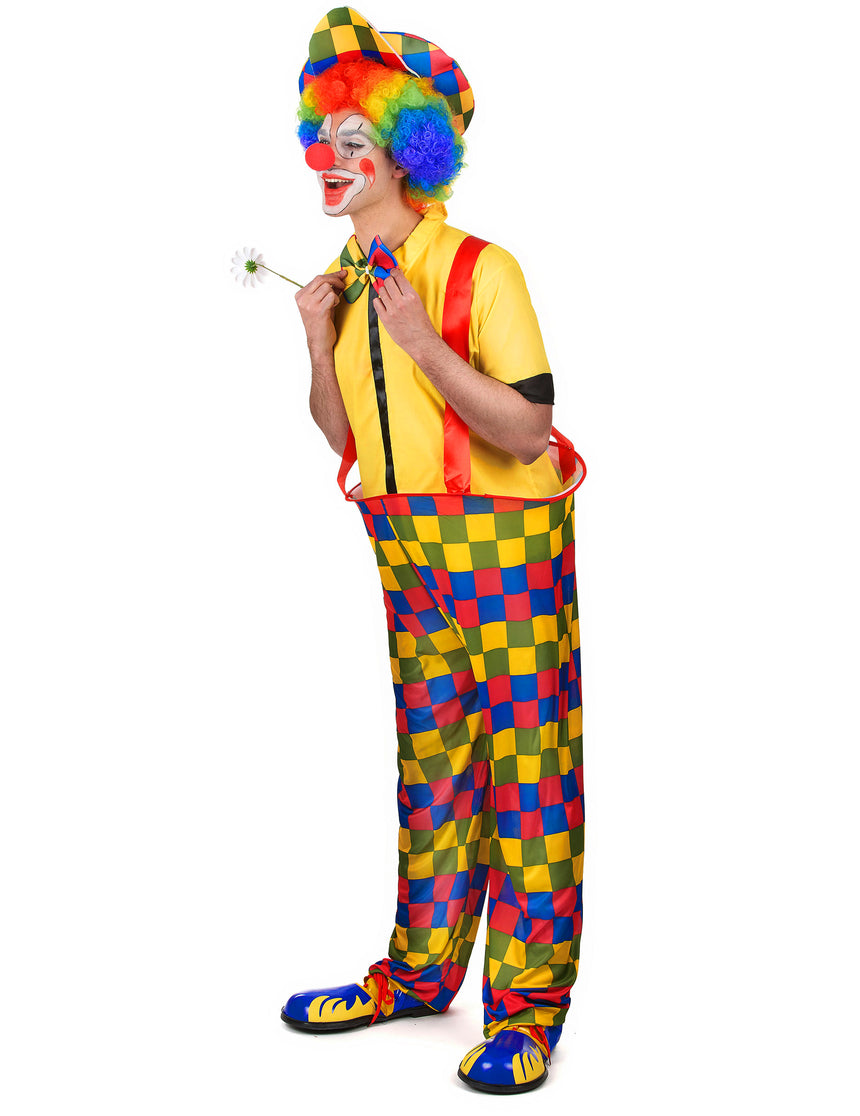 Déguisement clown à carreaux colorés homme