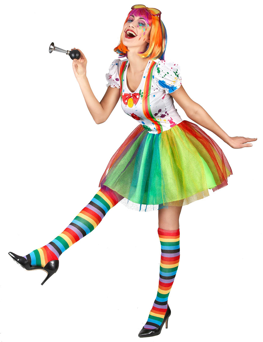 Déguisement clown peinture multicolore femme