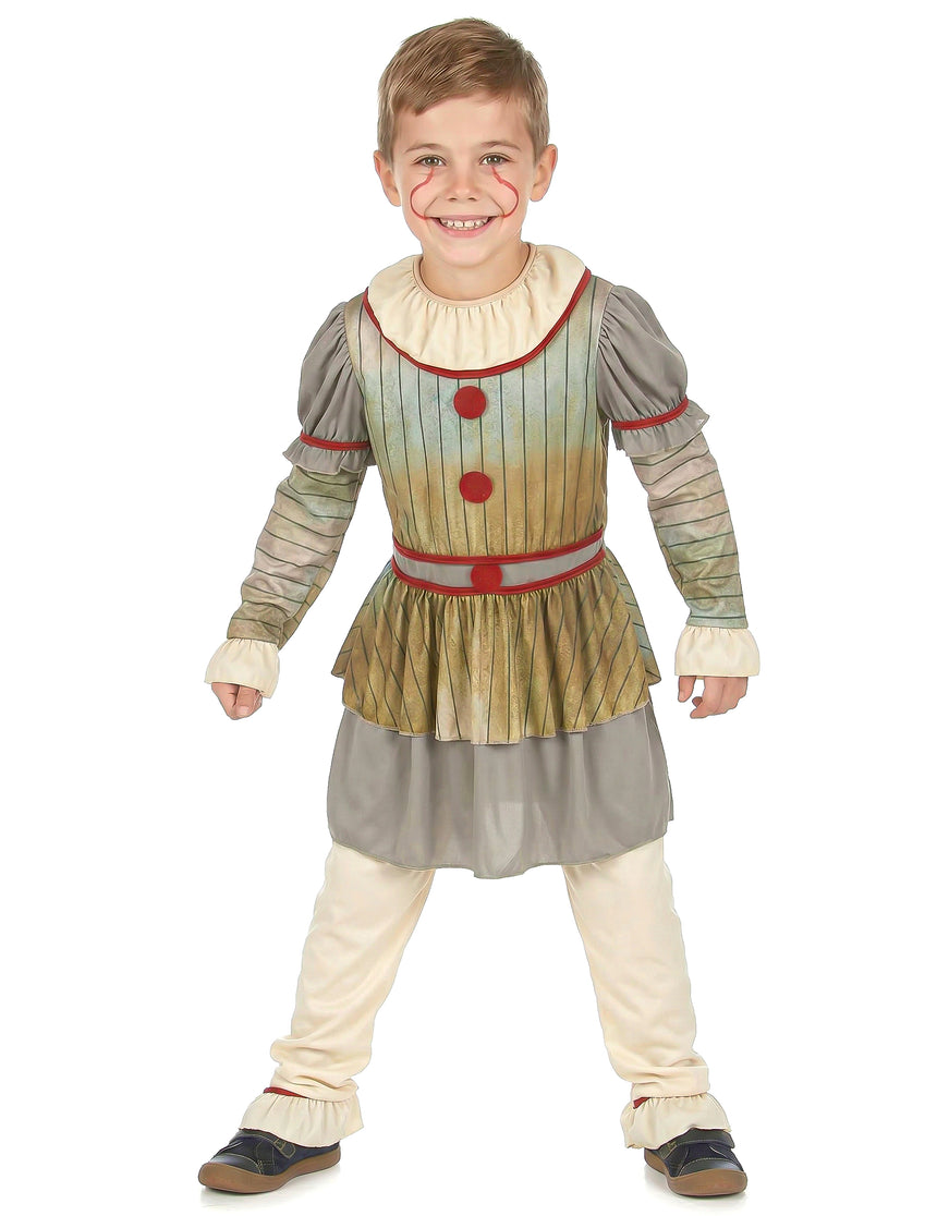 Déguisement clown terrifiant gris garçon