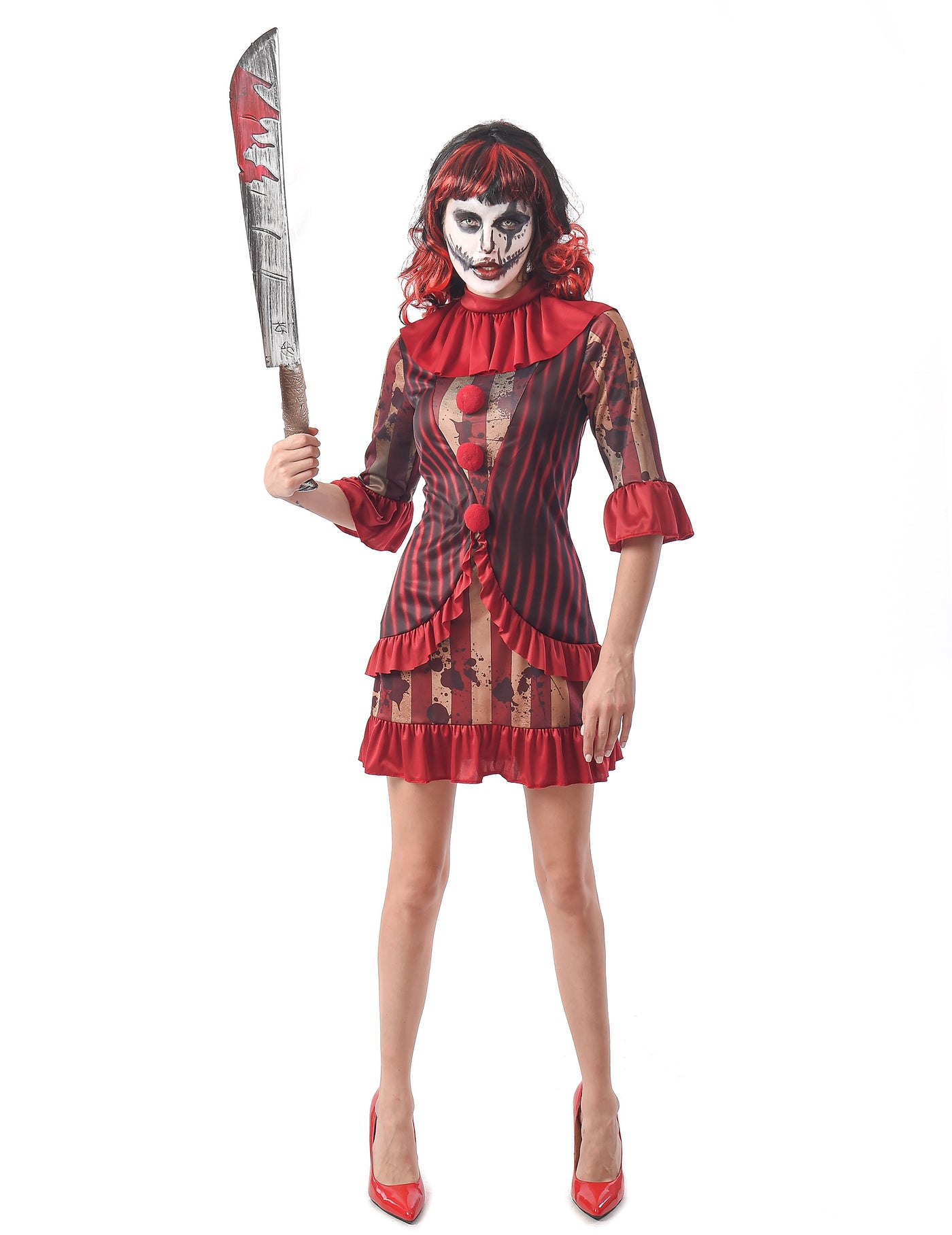 Déguisement clown terrifiant rouge femme