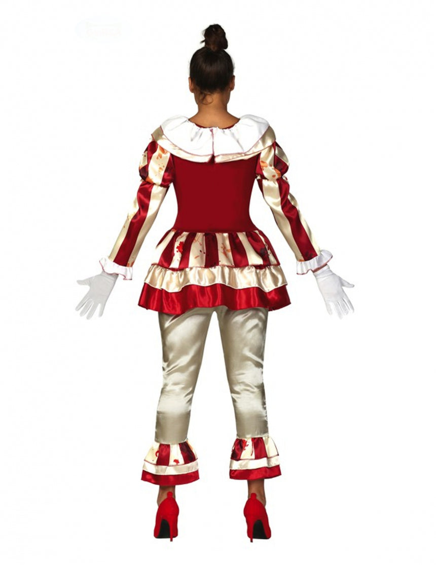 Déguisement clown terrifiante rouge et blanc femme
