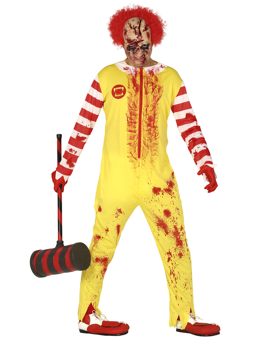 Déguisement clown zombie rouge et jaune adulte
