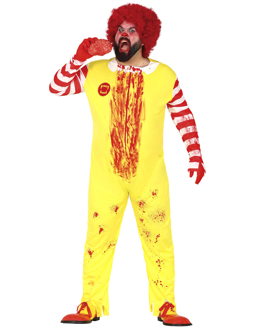 Déguisement clown zombie rouge et jaune adulte