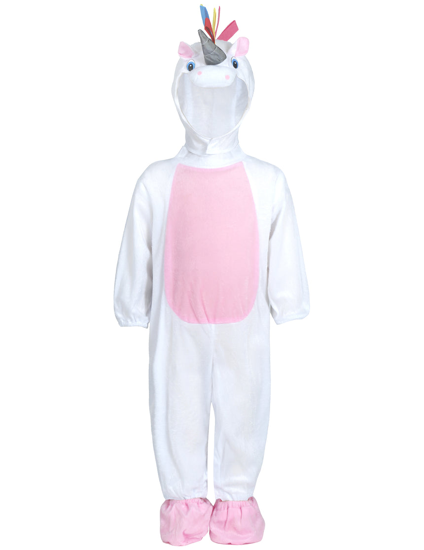 Déguisement combinaison avec capuche licorne blanche bébé