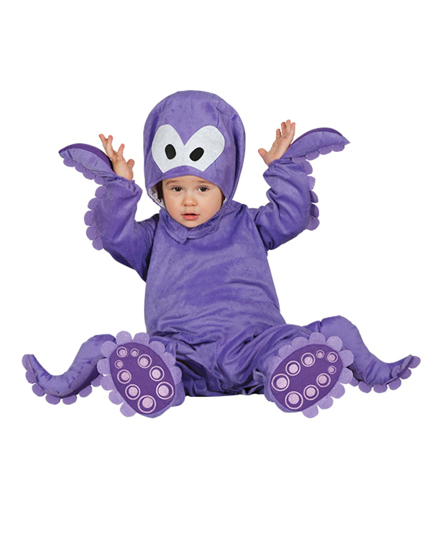 Déguisement combinaison avec capuche poulpe violet bébé