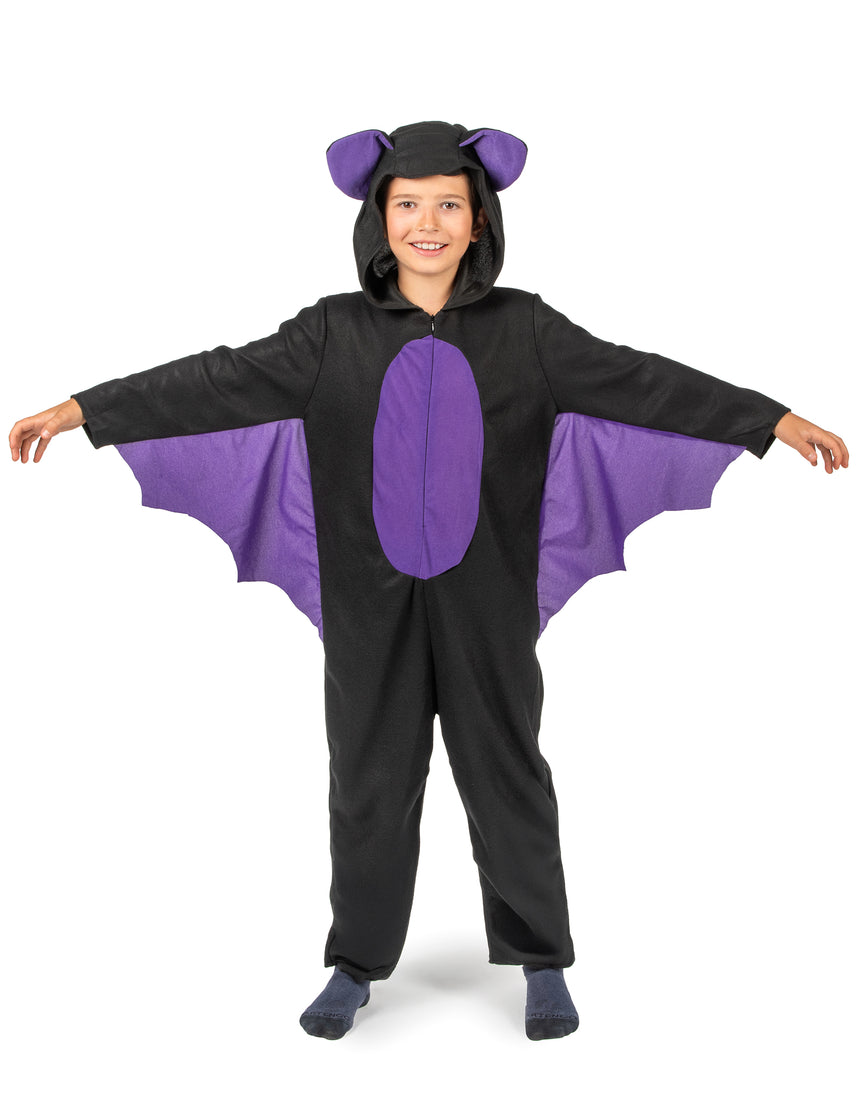 Déguisement combinaison chauve-souris noir et violet garçon