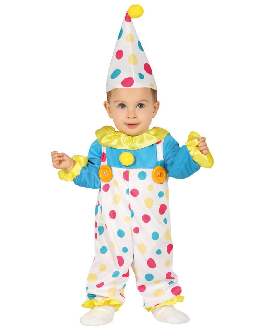 Déguisement combinaison clown à pois pastel bébé