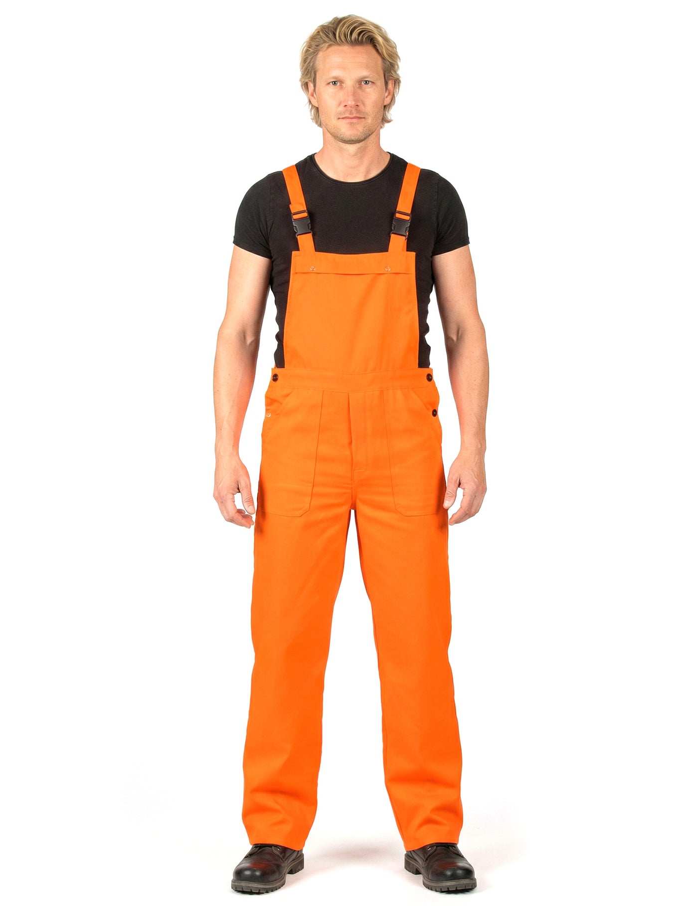 Déguisement combinaison salopette orange fluo adulte