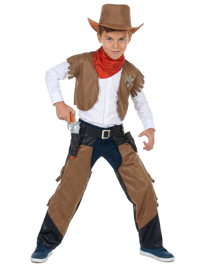 Déguisement cowboy garçon marron