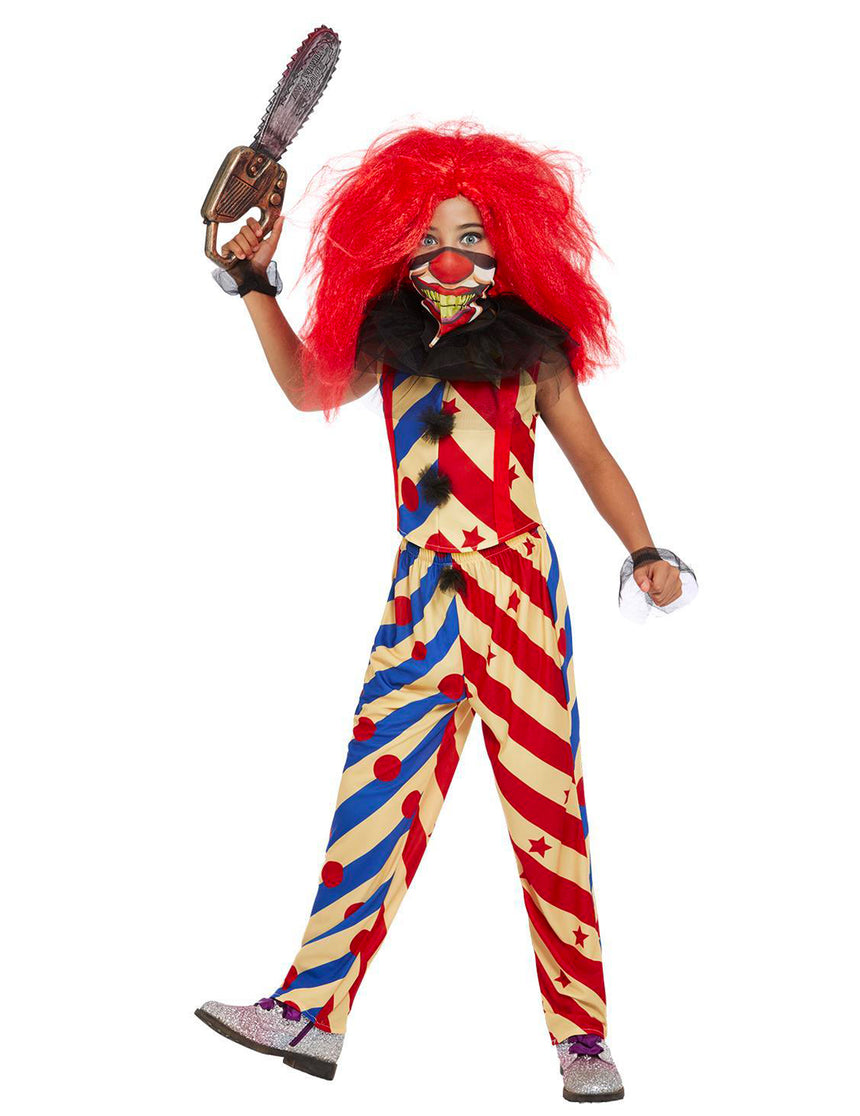 Déguisement creepy clown bicolore fille