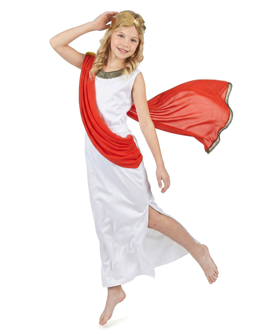 Déguisement déesse romaine à drapé rouge fille