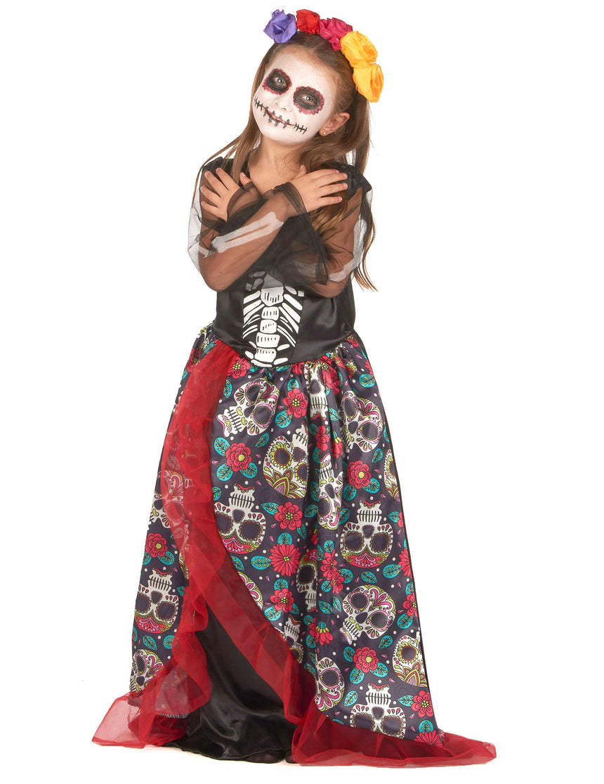 Déguisement Dia de los muertos fleuri fille
